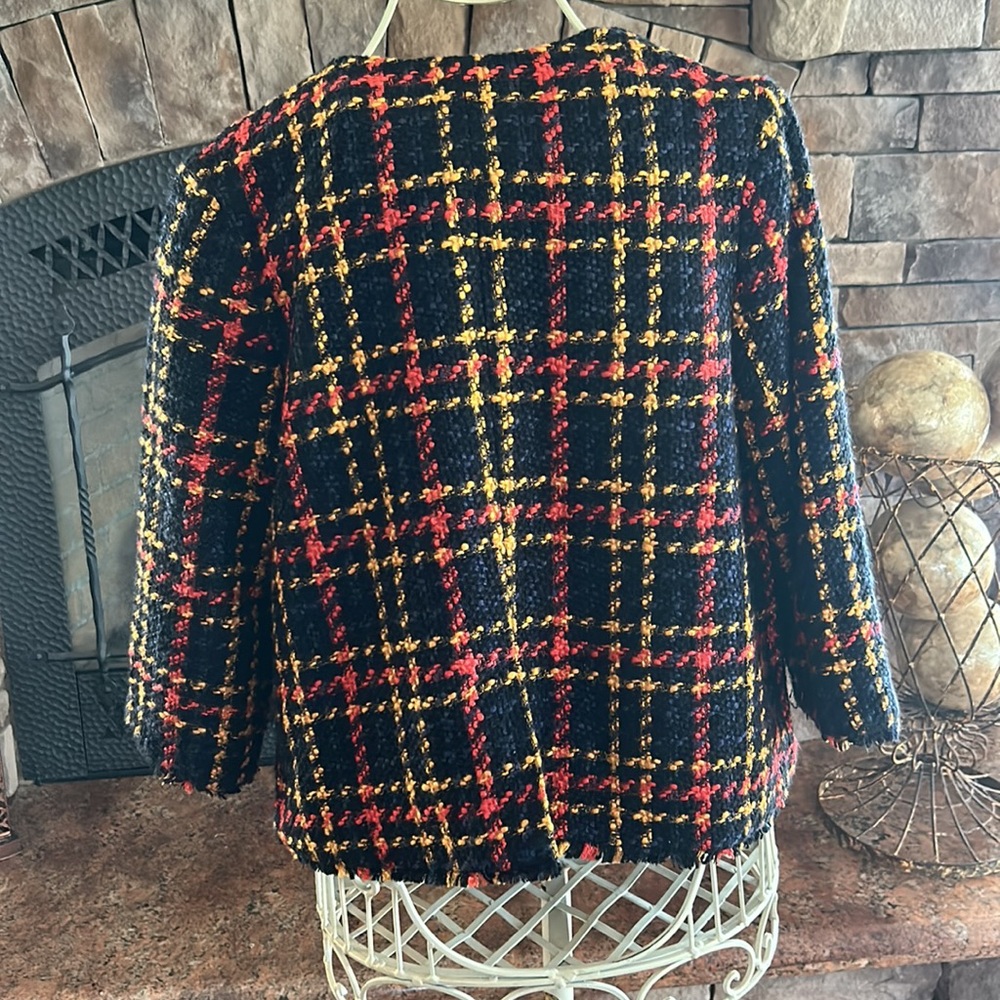 A New Day Plaid Navy Tweed Blazer EUC - Picture 6 of 8